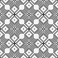 Abstract geometric seamless grid pattern. Abstract geometric square pixel art seamless pattern. Abstract geometric black and white pattern use for fabric, textile, home decoration elements, etc vector