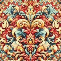Seamless pattern texture with damask ornament with colorful. decorative elements. Hand drawn Vintage background. photo