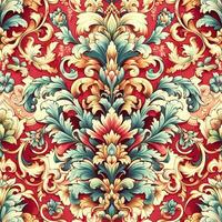 Seamless pattern texture with damask ornament with colorful. decorative elements. Hand drawn Vintage background. photo