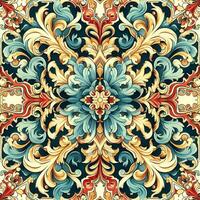 Seamless pattern texture with damask ornament with colorful. decorative elements. Hand drawn Vintage background. photo