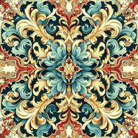 Seamless pattern texture with damask ornament with colorful. decorative elements. Hand drawn Vintage background. photo