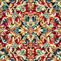 Seamless pattern texture with damask ornament with colorful. decorative elements. Hand drawn Vintage background. photo