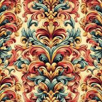 Seamless pattern texture with damask ornament with colorful. decorative elements. Hand drawn Vintage background. photo