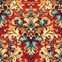 Seamless pattern texture with damask ornament with colorful. decorative elements. Hand drawn Vintage background. photo