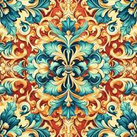 Seamless pattern texture with damask ornament with colorful. decorative elements. Hand drawn Vintage background. photo