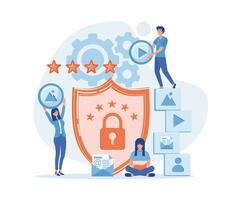 Data protection concept.Safety and confidential data protection, Internet security. Social Media. flat vector modern illustration