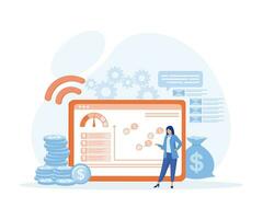 Cost optimization online service or platform. Idea of financial and marketing strategy. Cost reduction and income balance, flat vector modern illustration
