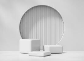 Abstract Minimal Modern White Podium Platform For Product Display Showcase 3D Rendering photo