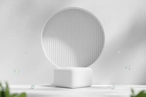 Abstract White Minimal Modern Podium Pedestal Platform For Product Display Showcase Presentation 3D Rendering photo