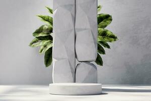 Abstract White Minimal Modern Podium Pedestal Platform For Product Display Showcase Presentation 3D Rendering photo