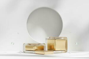 Abstract Clear Minimal Modern Podium Pedestal Platform For Product Display Showcase Presentation 3D Rendering photo