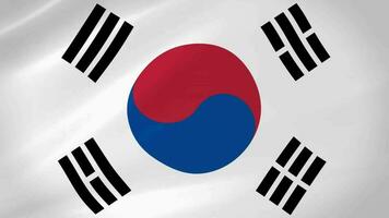 South Korea Waving Flag Realistic Animation Video