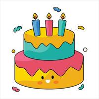 Birthday Cake Cute Vector Sticker