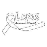 One continuous line drawing of Lupus awareness month with white background. Lupus awareness month design in simple linear style. Lupus awareness month design concept for medical vector illustration.