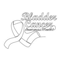 One continuous line drawing of bladder cancer awareness month with white background. Awareness ribbon design in simple linear style. healthcare and medical design concept vector illustration.