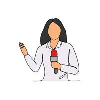 One continuous line drawing of Journalist profession with white background. Journalist profession design concept in simple linear style. Journalist profession design concept vector illustration