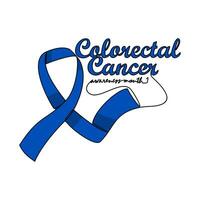 One continuous line drawing of colorectal cancer awareness month with white background. Awareness ribbon design in simple linear style. healthcare and medical design concept vector illustration.