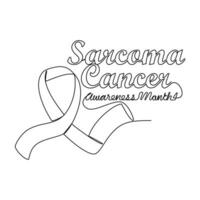 One continuous line drawing of sarcoma cancer awareness month with white background. Awareness ribbon design in simple linear style. healthcare and medical design concept vector illustration.