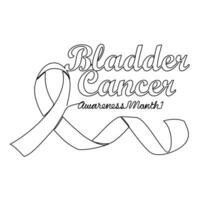 One continuous line drawing of bladder cancer awareness month with white background. Awareness ribbon design in simple linear style. healthcare and medical design concept vector illustration.