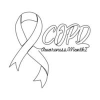 One continuous line drawing of COPD awareness month with white background. COPD  awareness month design in simple linear style. COPD awareness month design concept for medical vector illustration.