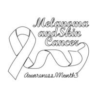 One continuous line drawing of melanoma and skin cancer awareness month with white background. Awareness ribbon design in simple linear style. healthcare and medical design concept vector illustration