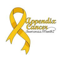 One continuous line drawing of appendix cancer awareness month with white background. Awareness ribbon design in simple linear style. healthcare and medical design concept vector illustration.