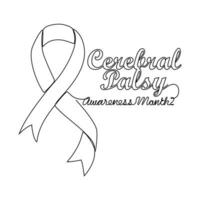 One continuous line drawing of Cerebral Palsy awareness month with white background. Cerebral Palsy awareness month design in simple linear style. Cerebral Palsy awareness month design concept vector. vector