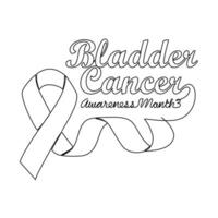 One continuous line drawing of bladder cancer awareness month with white background. Awareness ribbon design in simple linear style. healthcare and medical design concept vector illustration.