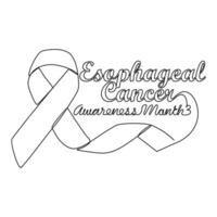 One continuous line drawing of esophageal cancer awareness month with white background. Awareness ribbon design in simple linear style. healthcare and medical design concept vector illustration.