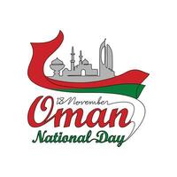 One continuous line drawing of Oman National Day Vector Illustration on November 18th. Oman National Day design in simple linear style. Oman national Day of South Africa design concept illustration.