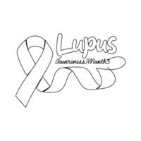 uno continuo línea dibujo de lupus conciencia mes con blanco antecedentes. lupus conciencia mes diseño en sencillo lineal estilo. lupus conciencia mes diseño concepto para médico vector ilustración.