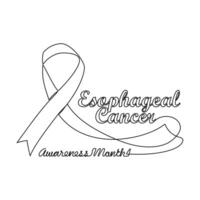 One continuous line drawing of esophageal cancer awareness month with white background. Awareness ribbon design in simple linear style. healthcare and medical design concept vector illustration.