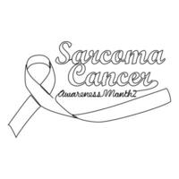 One continuous line drawing of sarcoma cancer awareness month with white background. Awareness ribbon design in simple linear style. healthcare and medical design concept vector illustration.