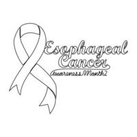 One continuous line drawing of esophageal cancer awareness month with white background. Awareness ribbon design in simple linear style. healthcare and medical design concept vector illustration.