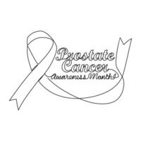 One continuous line drawing of prostate cancer awareness month with white background. Awareness ribbon design in simple linear style. healthcare and medical design concept vector illustration.