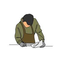 One continuous line drawing of blacksmith working activity with white background. blacksmith working activity design in simple linear style. blacksmith people design concept vector illustration