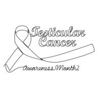 One continuous line drawing of testicular cancer awareness month with white background. Awareness ribbon design in simple linear style. healthcare and medical design concept vector illustration