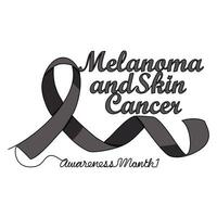 One continuous line drawing of melanoma and skin cancer awareness month with white background. Awareness ribbon design in simple linear style. healthcare and medical design concept vector illustration