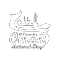 One continuous line drawing of Oman National Day Vector Illustration on November 18th. Oman National Day design in simple linear style. Oman national Day of South Africa design concept illustration.