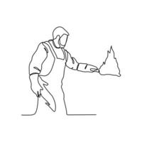 One continuous line drawing of blacksmith working activity with white background. blacksmith working activity design in simple linear style. blacksmith people design concept vector illustration