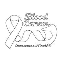 One continuous line drawing of blood cancer awareness month with white background. Awareness ribbon design in simple linear style. healthcare and medical design concept vector illustration.