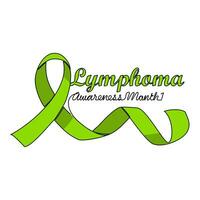 One continuous line drawing of lymphoma cancer awareness month with white background. Awareness ribbon design in simple linear style. healthcare and medical design concept vector illustration.