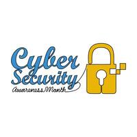 uno continuo línea dibujo de ciber seguridad conciencia mes con blanco antecedentes. ciber seguridad conciencia mes diseño en sencillo lineal estilo. ciber seguridad conciencia mes diseño concepto vector