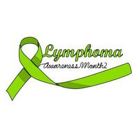 One continuous line drawing of lymphoma cancer awareness month with white background. Awareness ribbon design in simple linear style. healthcare and medical design concept vector illustration.