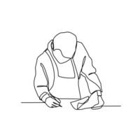 One continuous line drawing of blacksmith working activity with white background. blacksmith working activity design in simple linear style. blacksmith people design concept vector illustration