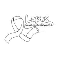 One continuous line drawing of Lupus awareness month with white background. Lupus awareness month design in simple linear style. Lupus awareness month design concept for medical vector illustration.