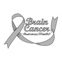 One continuous line drawing of brain cancer awareness month with white background. Awareness ribbon design in simple linear style. healthcare and medical design concept vector illustration.