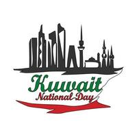 uno continuo línea dibujo de Kuwait nacional día vector ilustración en febrero 25 Kuwait nacional día diseño en sencillo lineal estilo ilustración. adecuado para saludo tarjeta, póster y bandera.