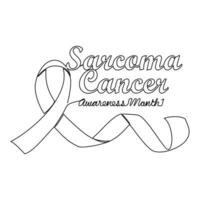 One continuous line drawing of sarcoma cancer awareness month with white background. Awareness ribbon design in simple linear style. healthcare and medical design concept vector illustration.