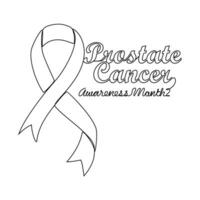 One continuous line drawing of prostate cancer awareness month with white background. Awareness ribbon design in simple linear style. healthcare and medical design concept vector illustration.